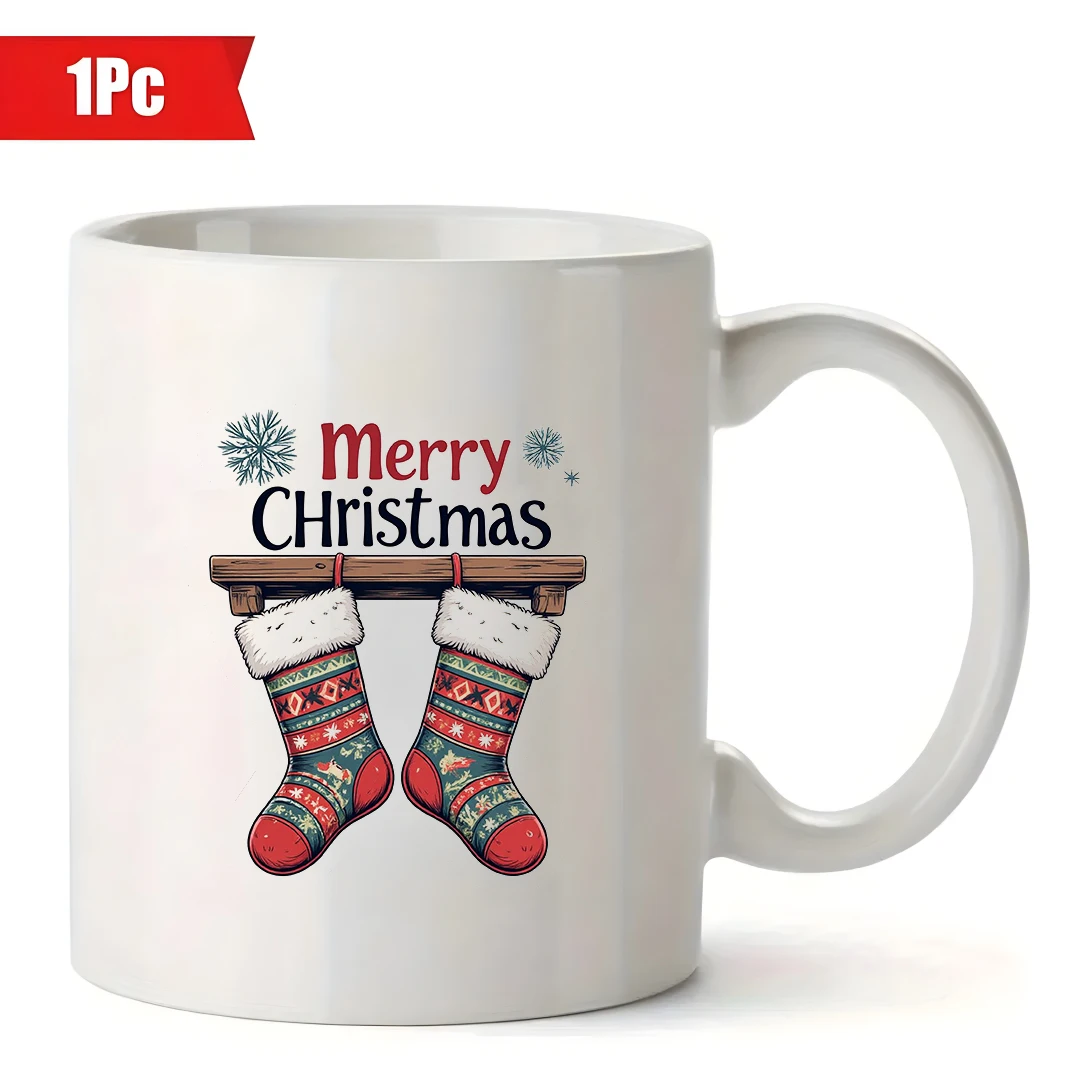 Чашка 11 унций + рождественские наклейки для радости, рождественский подарок, детская чашка для воды, семейный офис, набор кофейных чашек