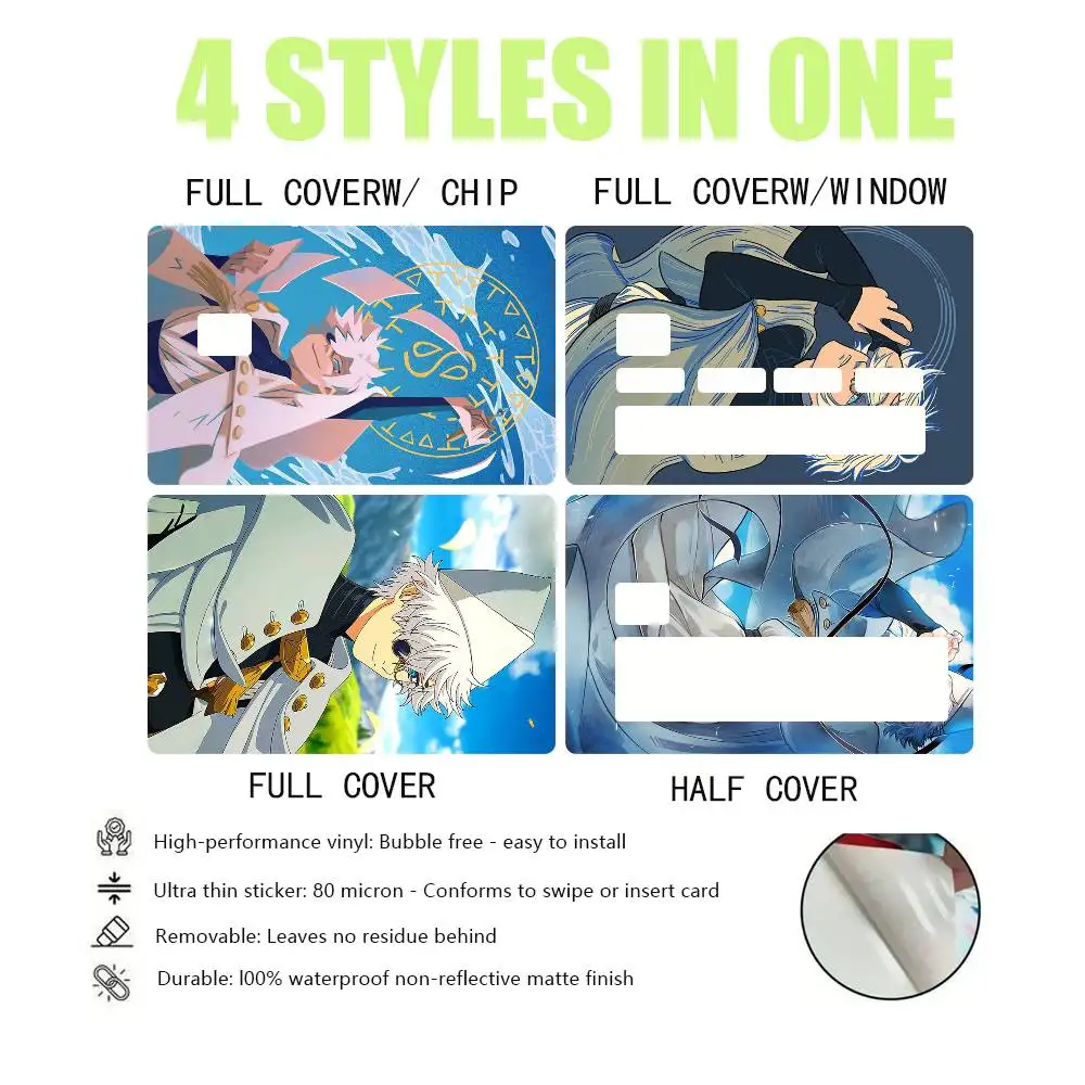 Witch Hat Atelier Coco 4pcs 1Set HD Waterproof Card Skins Protective Stickers for Credit Bank Game Cards