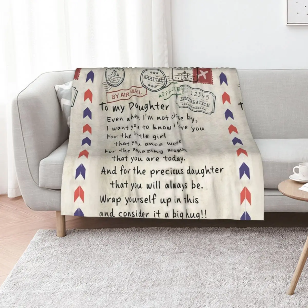 America Air Mail To My Daughter Throw Blanket Soft Soft Beds Luxury christmas decoration for sofa Decorative Sofa Blankets