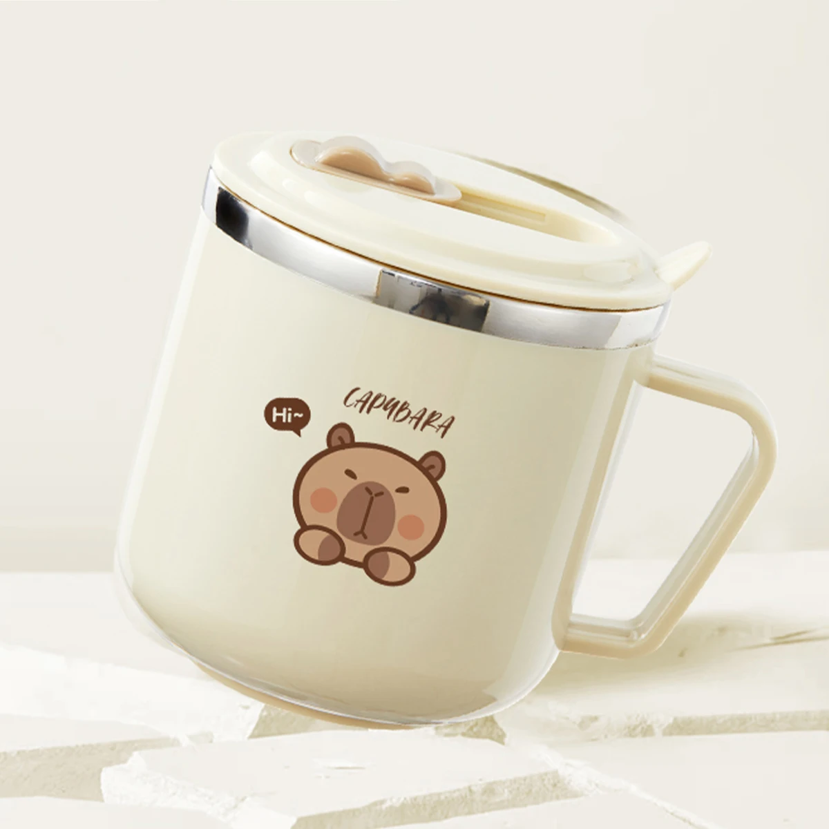 316 ترمس من الفولاذ المقاوم للصدأ القدح للأطفال كابيبارا المحمولة مانعة للتسرب جدار مزدوج معزول كوب قهوة بالحليب مع مقبض القش #6