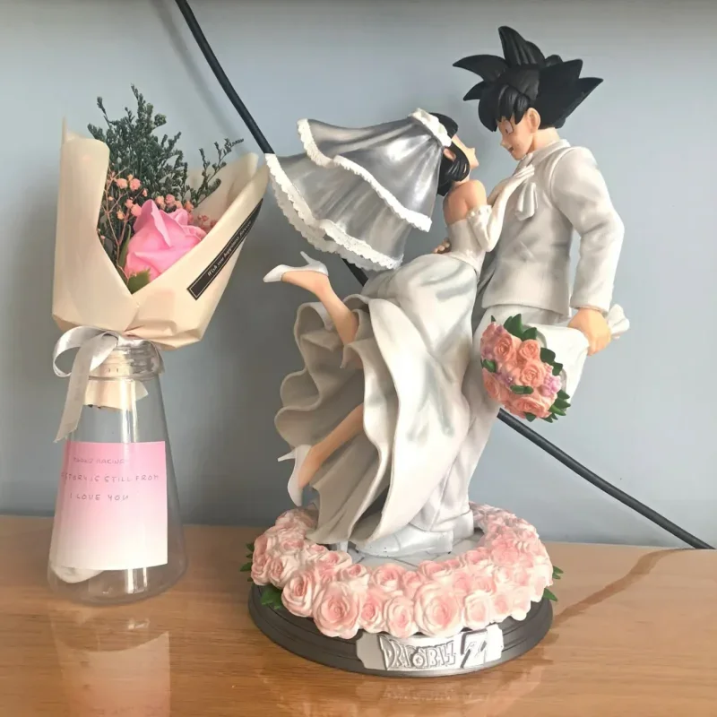 

Dragon Ball Z anime figure Son Goku Chichi Wedding Version wukong qiqi PVC Model dolls Toys Collection Wedding Cake Ornament Gif