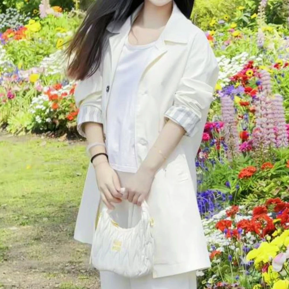 trench coat spring new Korean version high-end medium and long top coat  coats for women abrigos mujer