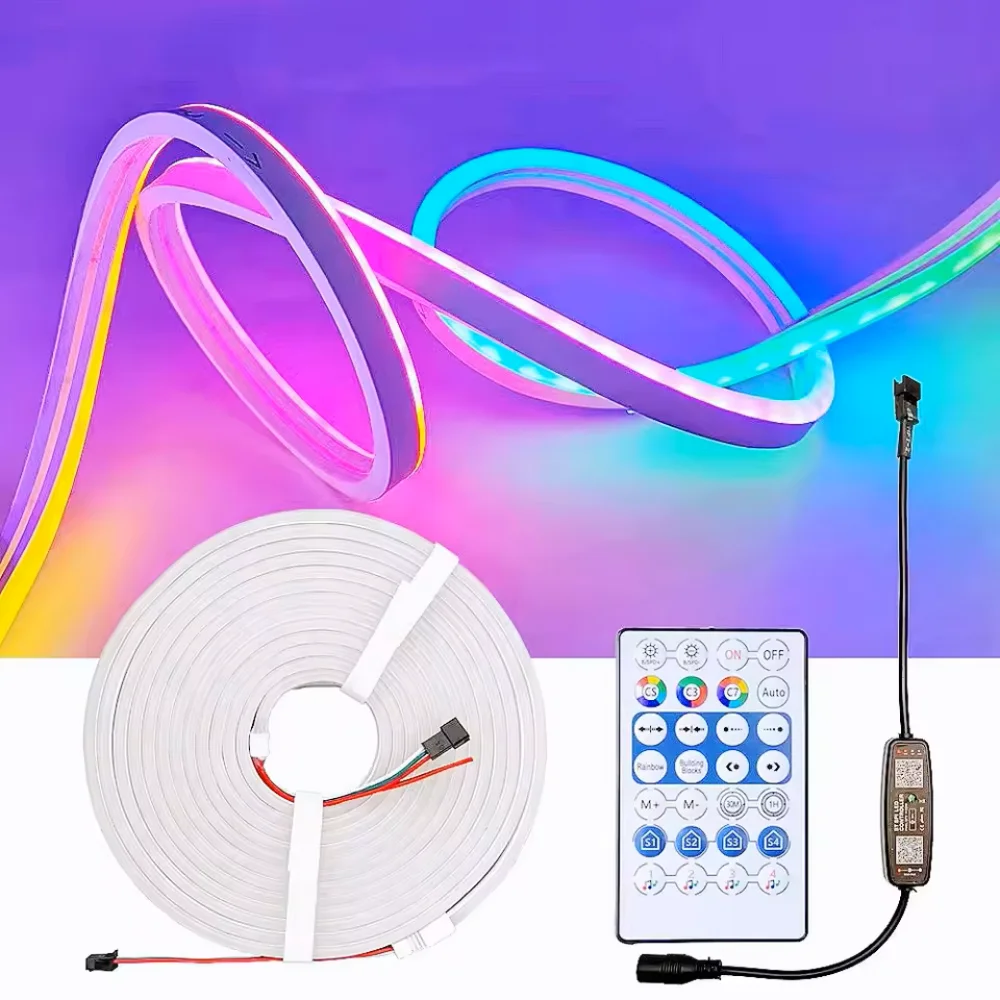 T0612 5050 Full Color DC5V DC12V WS2811 LED Neon Light With Silicone Rope Neon Light RGBIC Flexible IP67 Waterproof Decoration