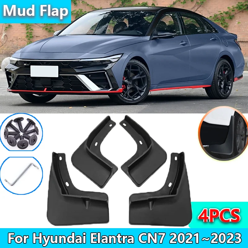 

4x Mudflap for Hyundai Elantra CN7 2021 2022 2023 Avante I30 Car Flaps Guard Mud Front Rear Wheels Anti-splash Mudguards Fender