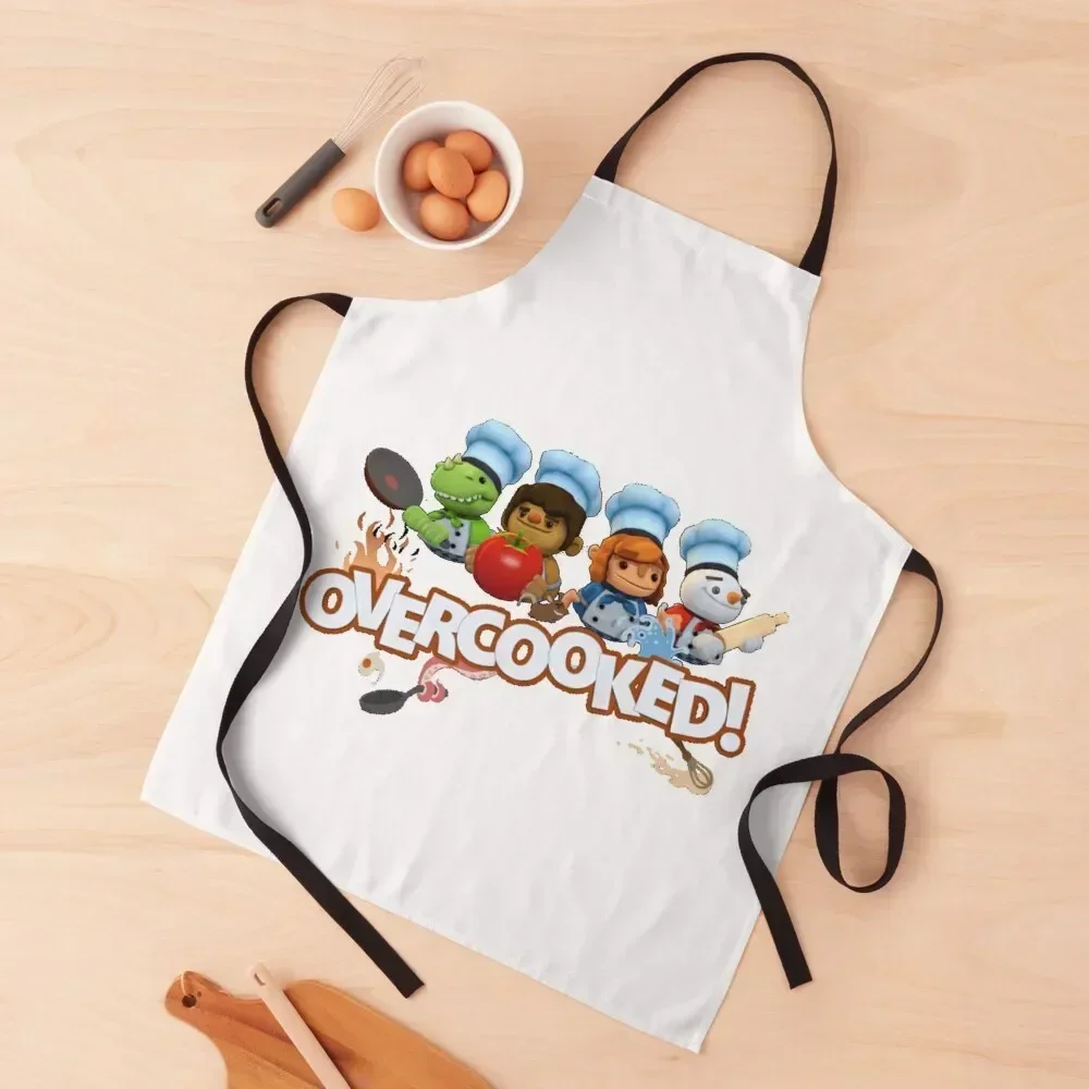 

Overcooked Logo video game Apron household woman Kitchen on the wall Chef Uniform Women man chef uniform Apron