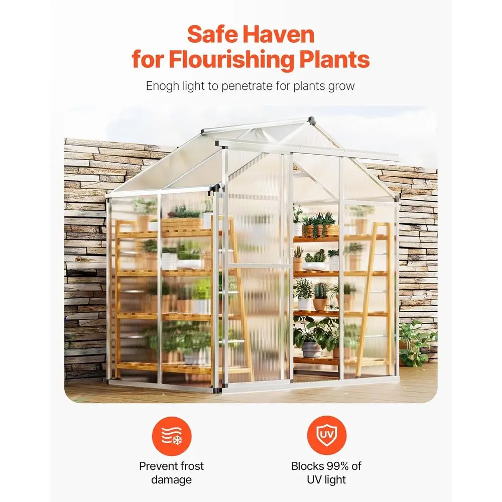 6ft x 4ft Outdoor Pavilion Greenhouse with Sliding Door and Adjustable Vent Windows for Garden Enthusiasts