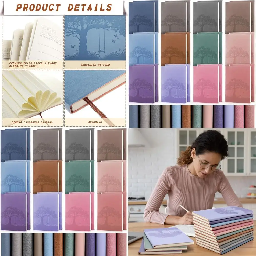 

Bulk Set of 24 A5 Lined PU Leather Journals - Colorful Tree Design for Writing, Office, and School