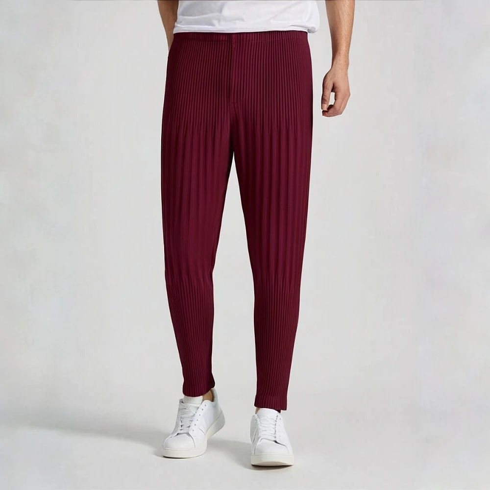 Miyake Pleated Men's Clothing 2025 Pleated Lantern Pants Men's Loose Casual Spring and Summer Harem Pants Cropped Pants Trend