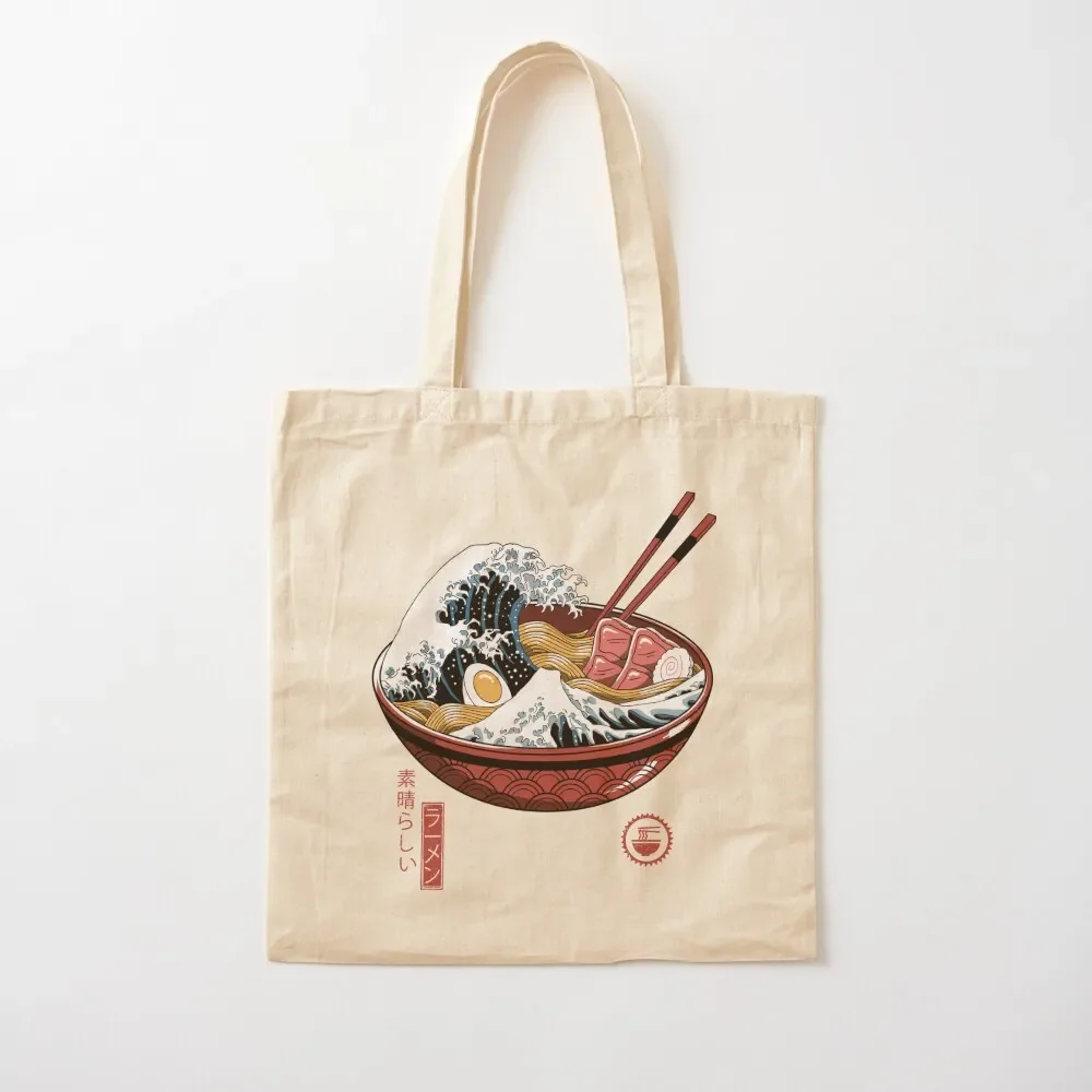 

Great Ramen Wave White Tote Bag eco bag folding Big bag women large size bags bags woman 2025