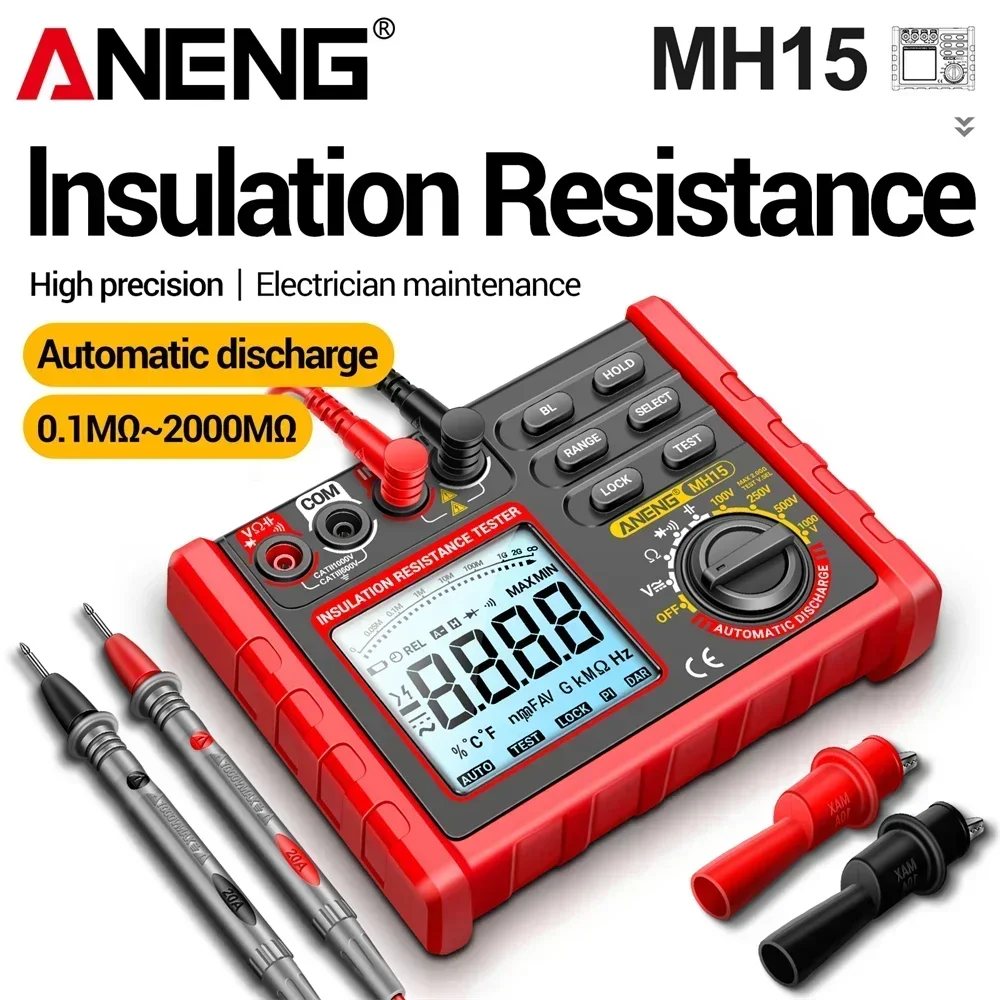 

Digital Megohmmeter Insulation Resistance Tester ANENG MH15 Earth Megometro 6000 Count Multifunctional Ohm Tester High