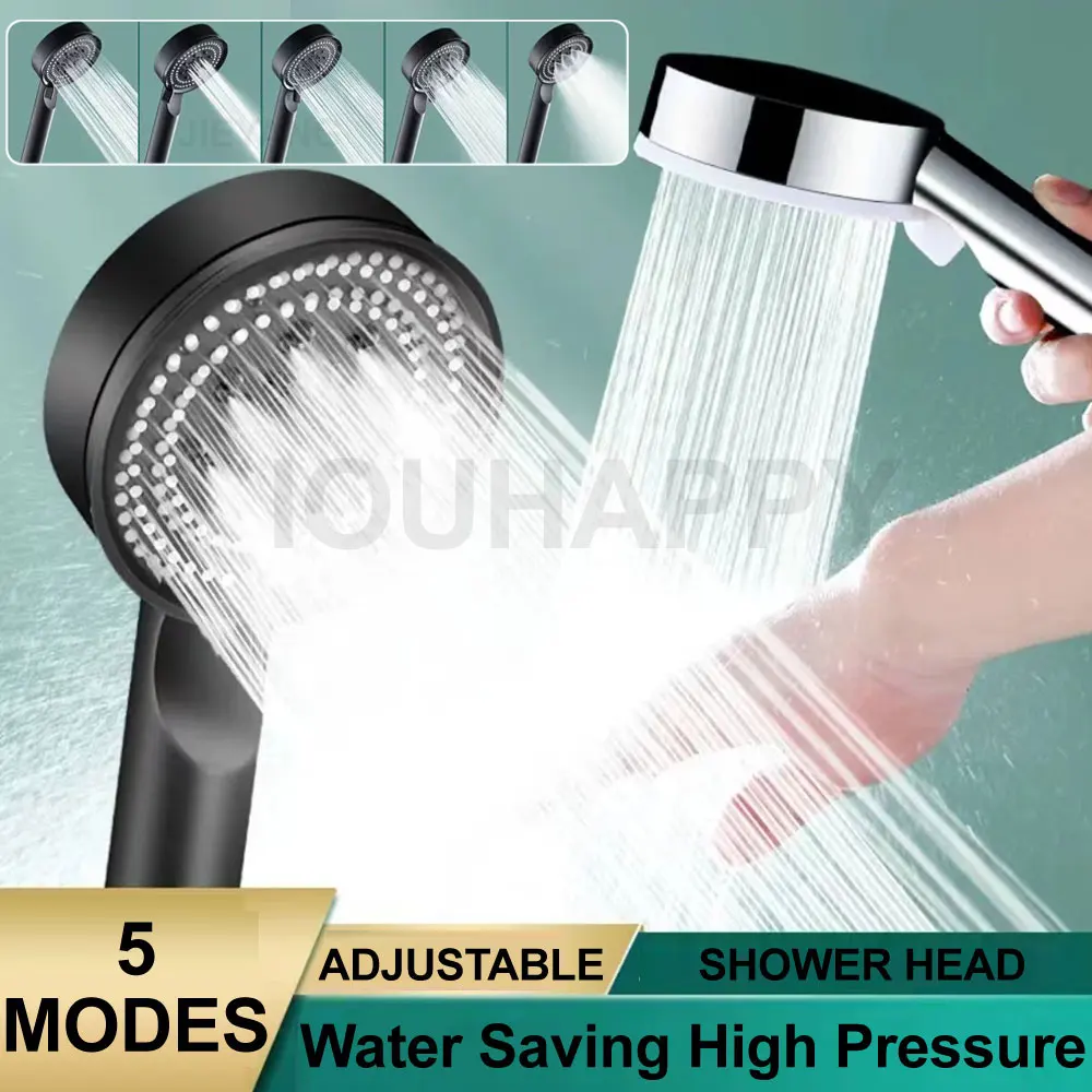 دش رئيس توفير المياه الأسود 5 وضع قابل للتعديل ارتفاع ضغط دش تدليك ايكو دش اكسسوارات الحمام دش حامل الرأس