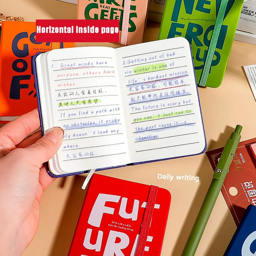 2pcs אמריקאי רטרו a7 מיני מחברת 192 דפים אלסטי עיצוב הלהקה כיס נייד notepad רב תפקודי נייר עבה datebook