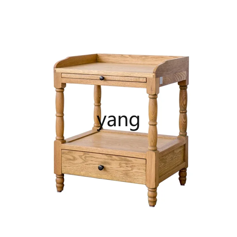 

YJQ solid wood oak bedside table storage bedside simple American country French sofa side cabinet