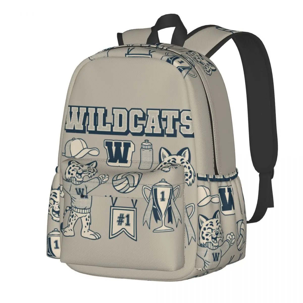 

Wildcat Mascots Backpack Sports Vintage Travel Backpacks Boy Girl Custom Print School Bags Elegant Rucksack