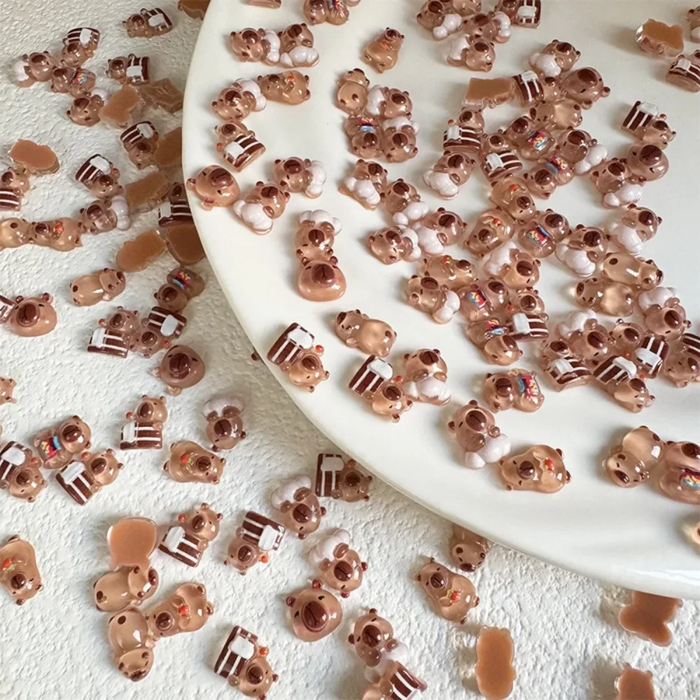 50 stuks schattige hars nail art ornamenten cartoon 3D nagel hars boor ornamenten capibara nagelaccessoires