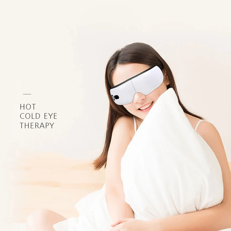 Masajeador de ojos con vibración y Airbag inteligente, instrumento para el cuidado de los ojos, soporte de compresión caliente, gafas de masaje para fatiga ocular con Bluetooth