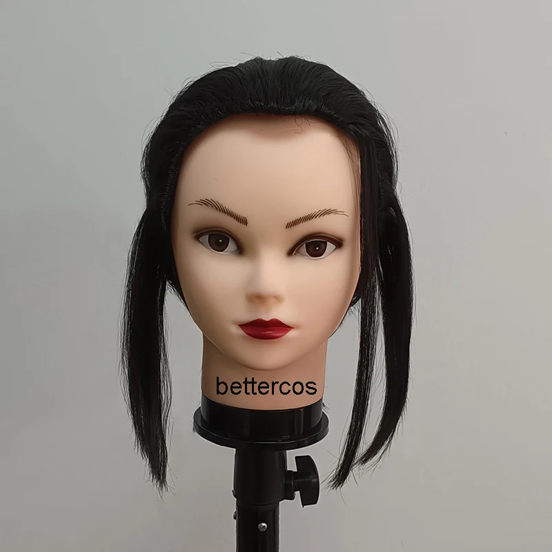 Mori Ogai Cosplay Wig Customized Short Black Pigtail Heat Resistant Synthetic Hair Wigs + Wig Cap