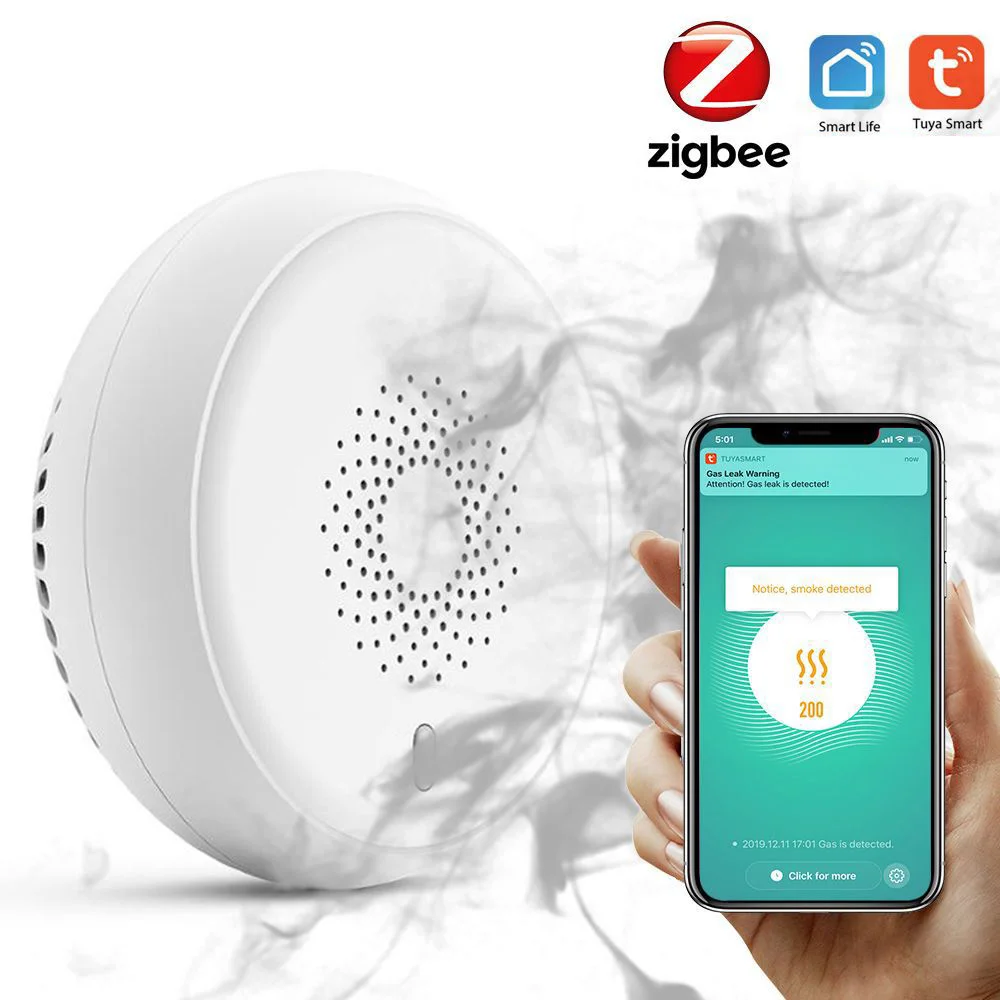 Tuya Zigbee Smoke Detector New Wireless Smoke Sensor Intelligent Linkage Detecting Fire Alarm Security Protection Smart Life