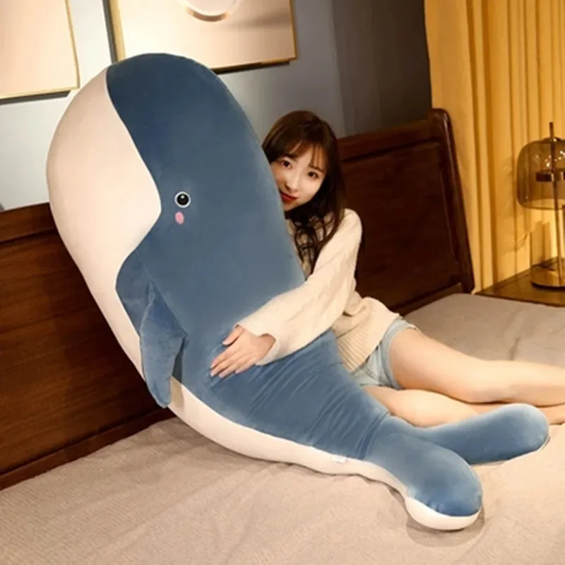 Kawaii Giant Whale Plush Stuffed Animal Doll Śliczna miękka poduszka Duża super miękka lalka Dekoracja pokoju Prezent urodzinowy Zabawki