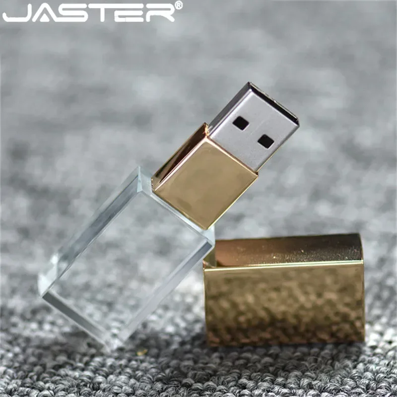 JASTER Crystal usb sticks 3D print custom logo 4GB 8GB 16GB usb flash pendrive 32GB 64GB transparent glass(over 1 pcs free logo)