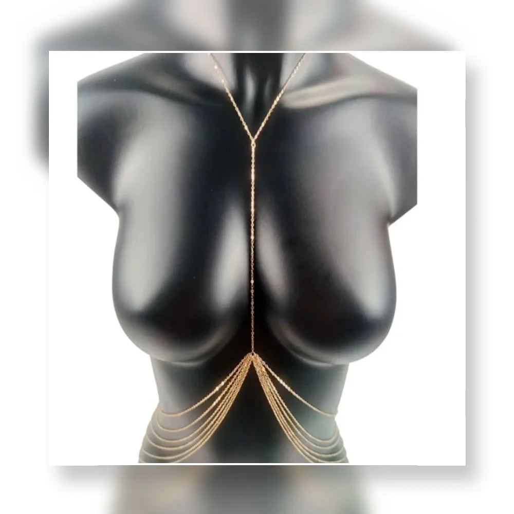 Chest Chain Bikini Sexy alloy Three Point Thong Body Chain Bra Chain suit Beach Outfit портупея Arnes Para Mujer Biquini Rave