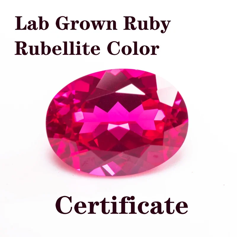 

Lab Grown Ruby Rubellite Color Oval Shaped Extremely Shiny Quality Advanced Charms Jewelry Rings Earrings Making Certificate