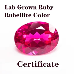 Lab Grown Rubin Rubellite Color Owalny kształt Niezwykle błyszcząca jakość Zaawansowane zawieszki Biżuteria Pierścionki Kolczyki Certyfikat produkcji