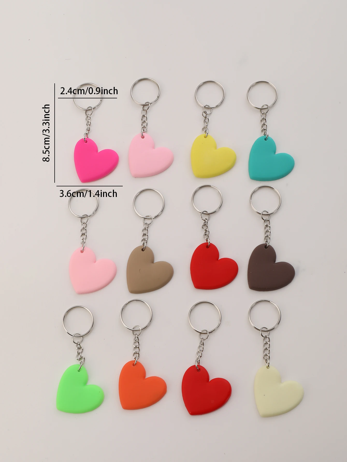 12pcs PVC Heart Keychain Cute Fashion women Key Chain Ring Bag Backpack Charm Birthday Valentine\'s Day Party Decor Gift