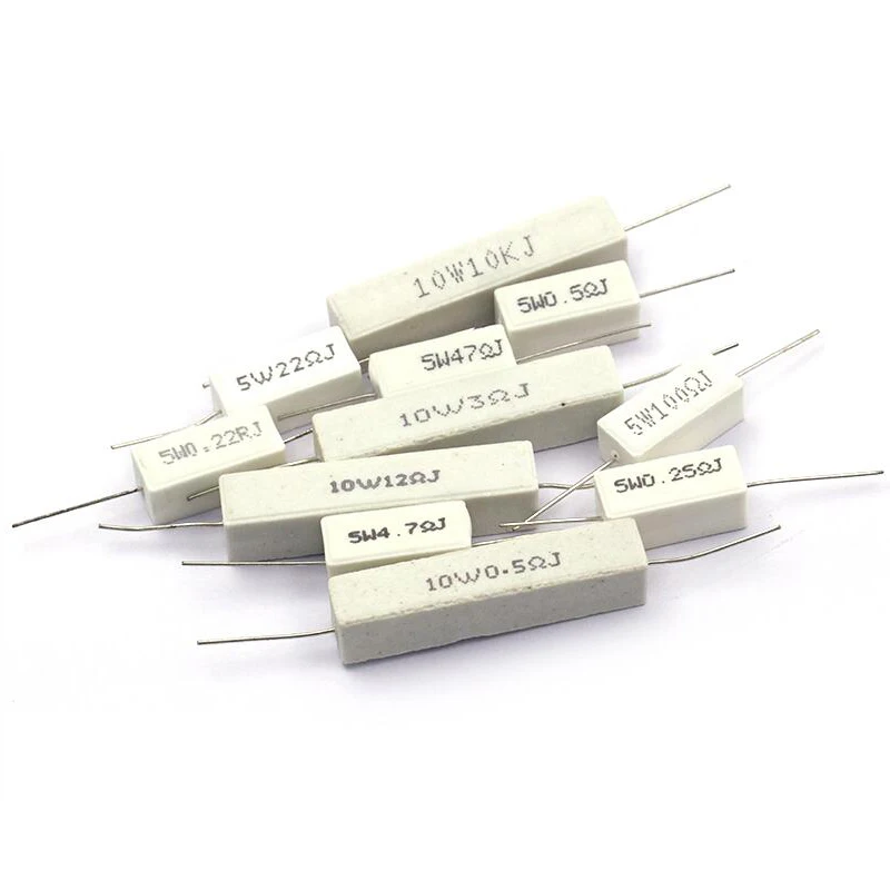 10pcs 5W 10W BPR56 ceramic resistors 0.1 ~ 10k ohm 0.33R 1R 10R 100R 0.22 0.33 1 10 100 1K 10K Cement resistence ohms