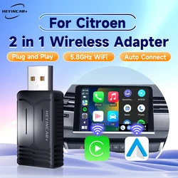 HEYINCAR-Adaptador de Carplay inalámbrico 2 en 1 para Citroën C3, C5, C5X, C5, C6, AIRCROSS, C3-XR, novedad de 2024