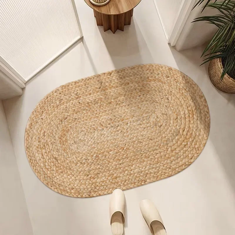 Carpet for Living Room Natural Pure Jute Hand-woven Glue-free Entrance Mat Wabi-sabi Style Double-sided Bedroom Rug Ковер Tapis