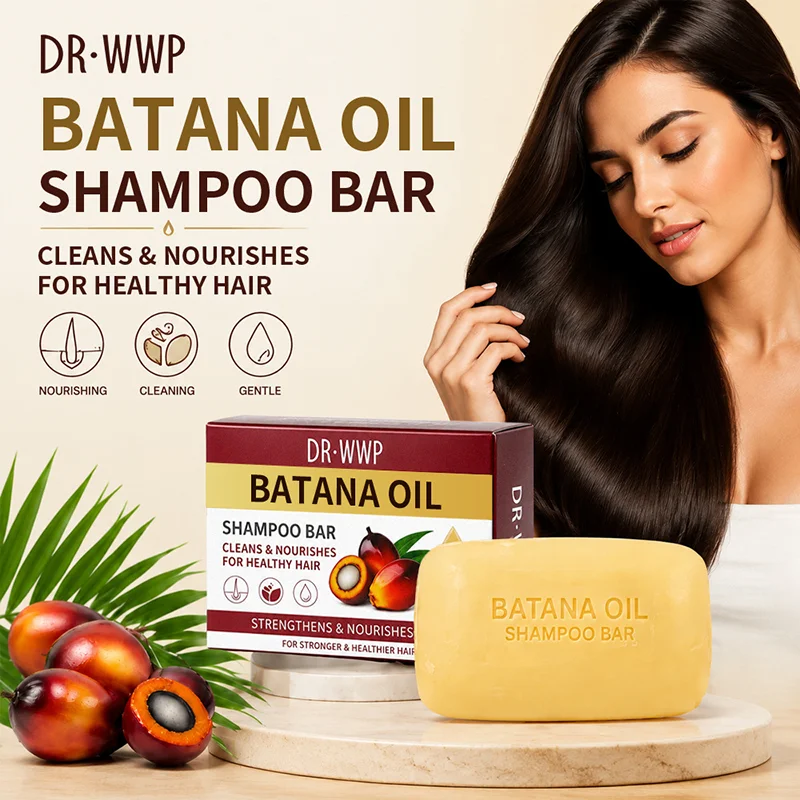 Batana Oil Shampoo Bar Oil Control Fluffy Cleaning Shampoo Soap Coconut Oil Vitamin E Soothe Scalp Nourish Repair Samage Hair
