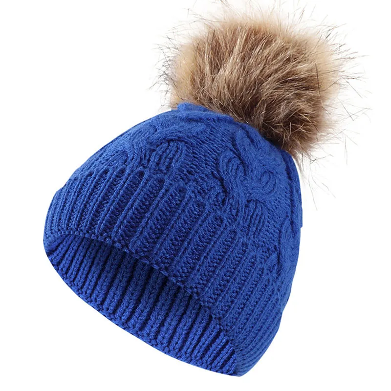 Bebê malha chapéu corchet acessórios da criança do inverno meninos menina macio quente elástico gorro com pom plush ball para casual diário