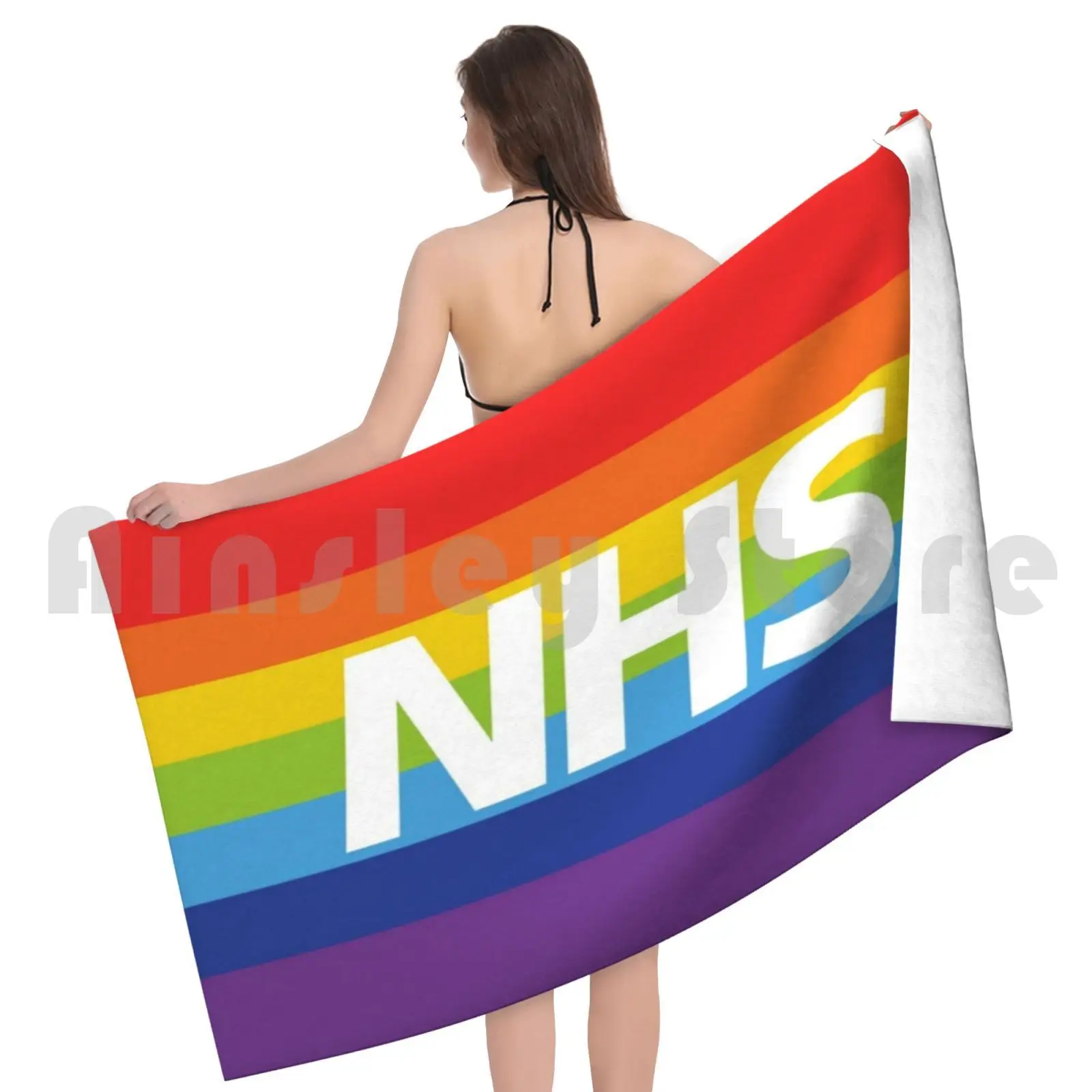 Nhs قوس قزح منشفة الشاطئ منشفة سريعة الجفاف عالية الجودة Nhs الحب الخدمة الصحية الوطنية الصحة الأبطال الوطني Nhs أبطال