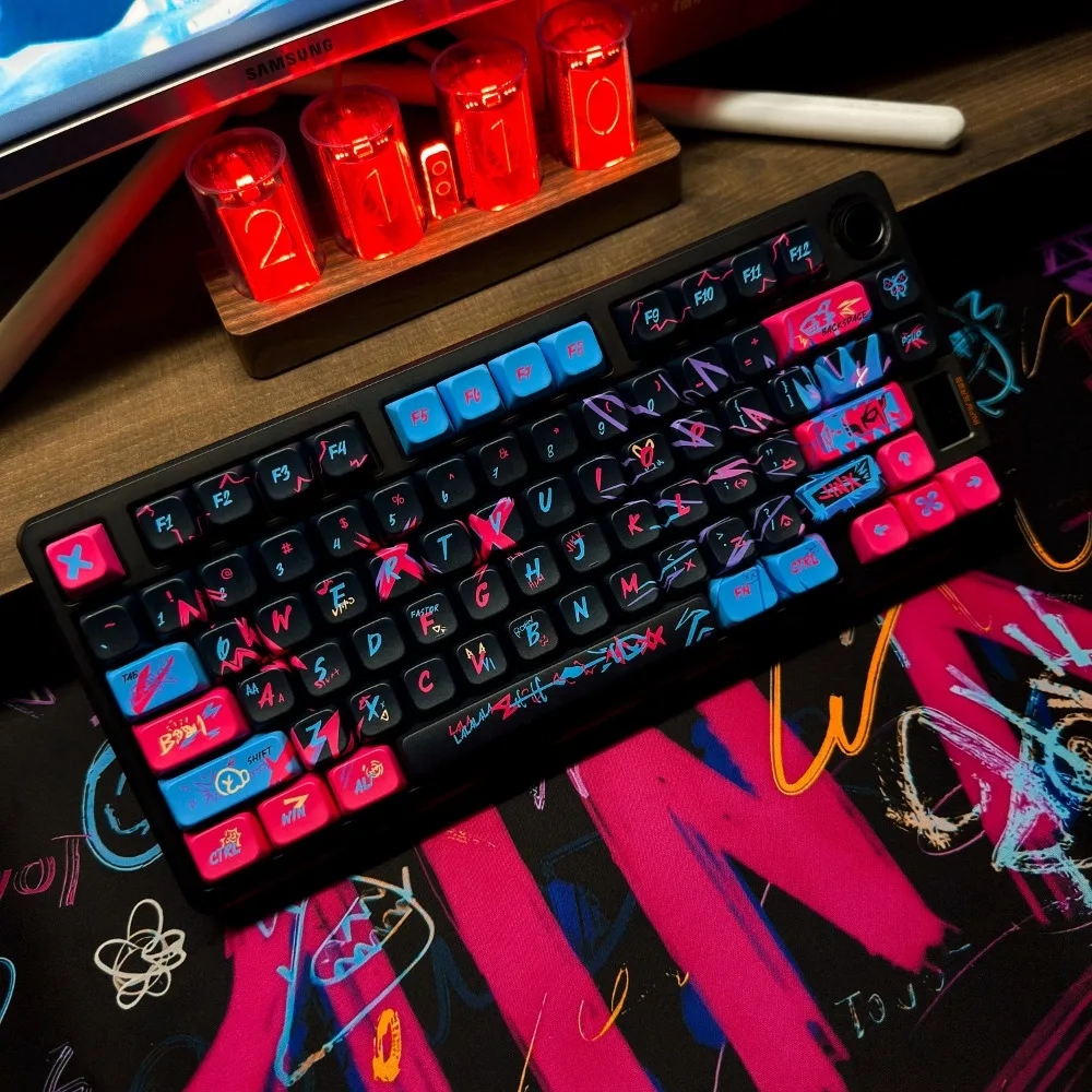 

Колпачки для клавиш Jinx, пудинг, полупрозрачные четырехсторонние колпачки для клавиш из ПК, Pbt, колпачки для клавиш Twin Cities Battle Lol, игровые индивидуальные колпачки для клавиш, Pbt, эргономика