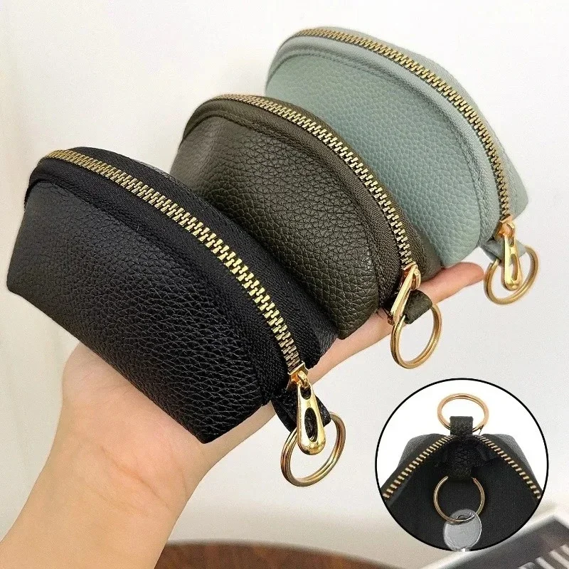 New Simple Soft Leather Large Capacity Universal Car Key Bag Compact Storage Korean Mini Key Bag for Home Use