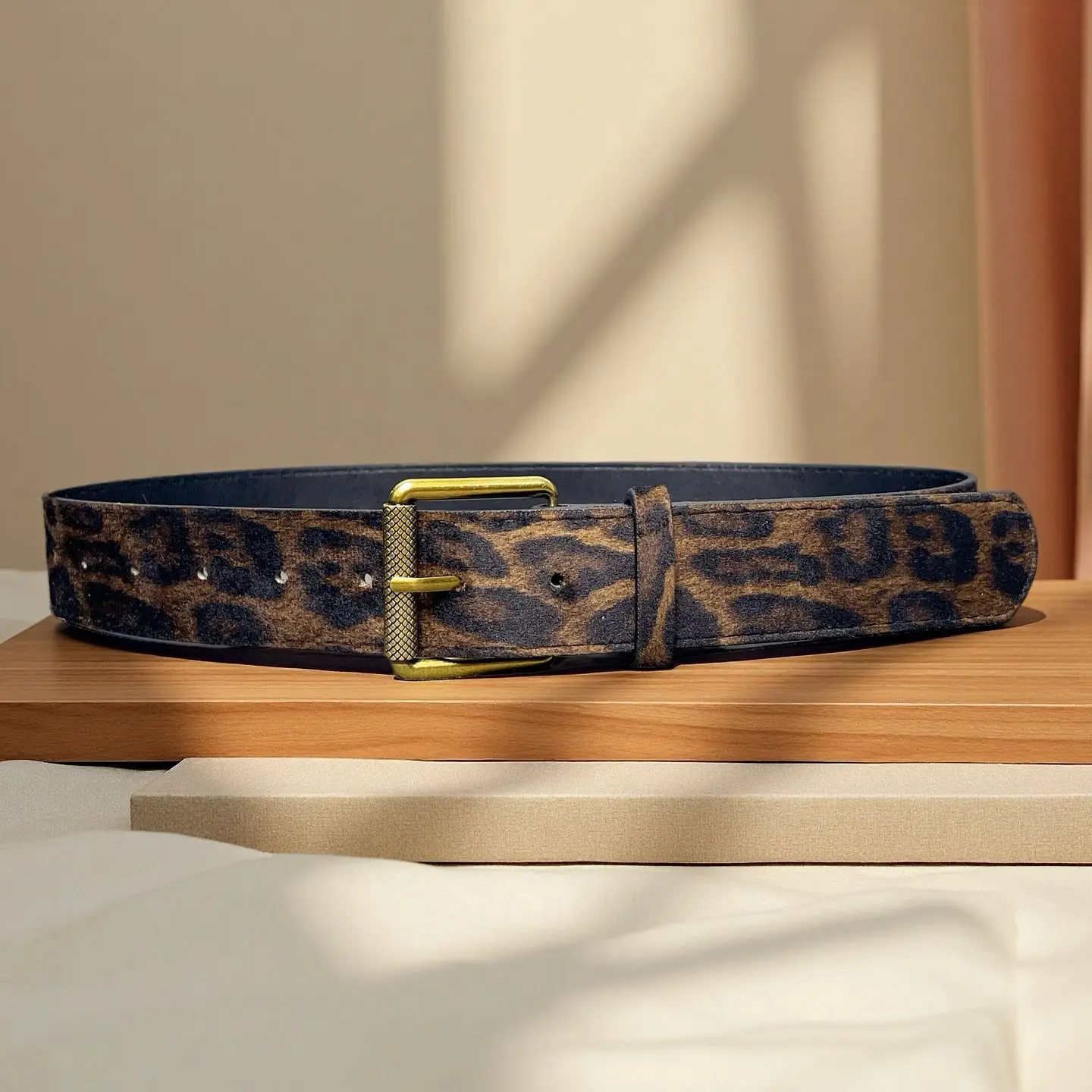 Fashionable Leopard Print Belts for Women 100cm Retro Color Wide PU Versatile Belts