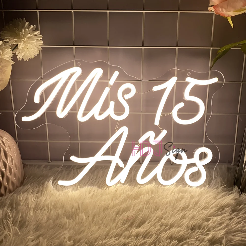 Happy Birthday Neon Led Signs Mis 15 Anos Neon LED Lights USB Birthday Bedroom Decoration Party Room Bar Decor Neon Signs