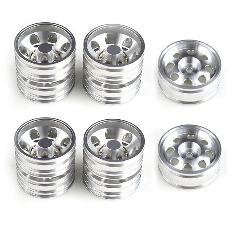 

HOT-6Pcs Metal Front And Rear Wheel Hub Wheel Rim For 1/14 Tamiya RC Trailer Tractor Truck Car Upgrade Parts