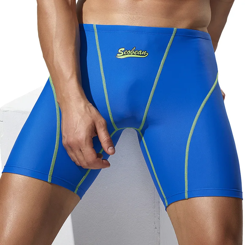 Short de bain sans couture pour homme, respirant, séchage rapide, maillot de bain fitness, boxer long, taille basse, slip