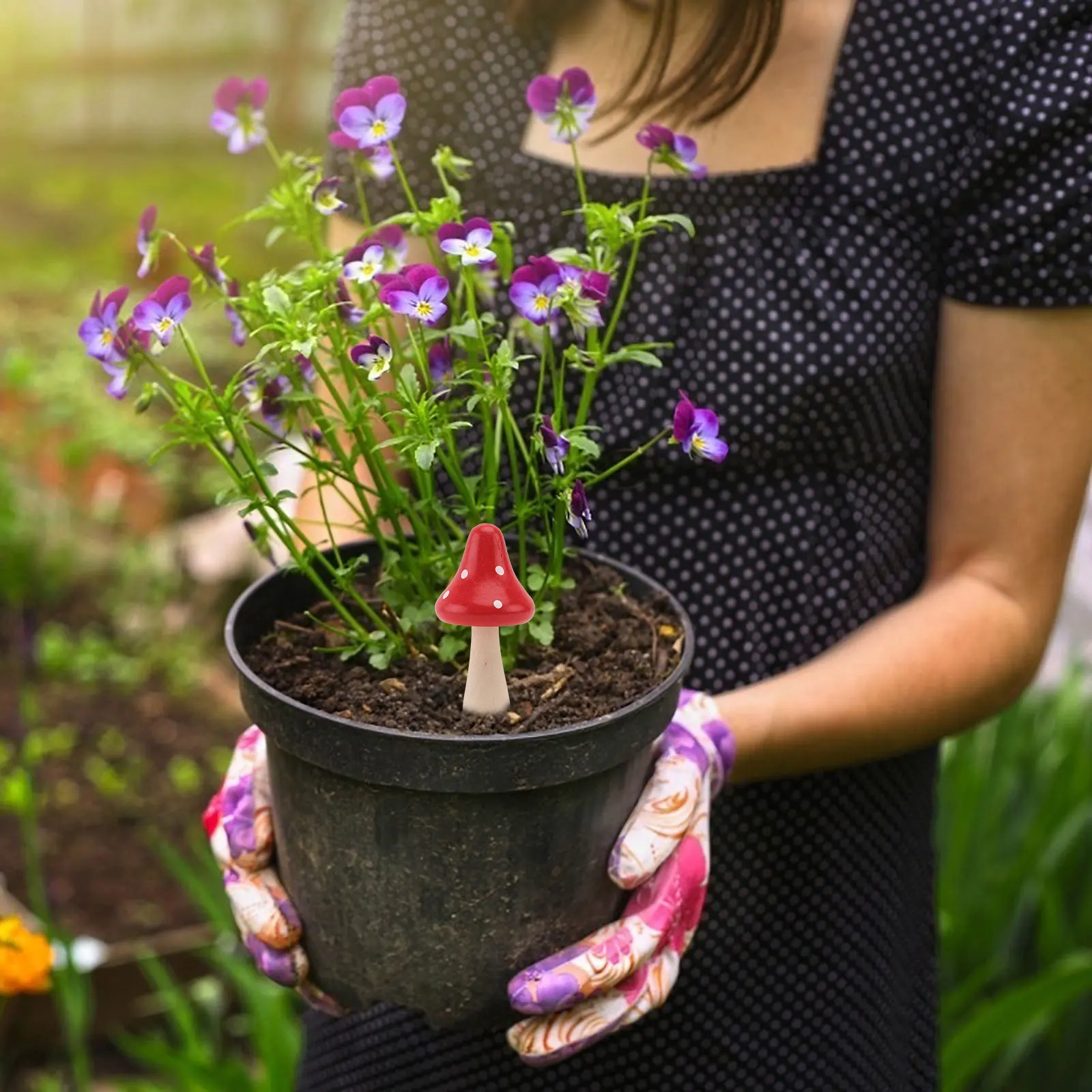 

10pcs Wooden Mushroom Adornment Decoration Garden Yard Home Decor Landscaping Ornament Rural Style Sculpture