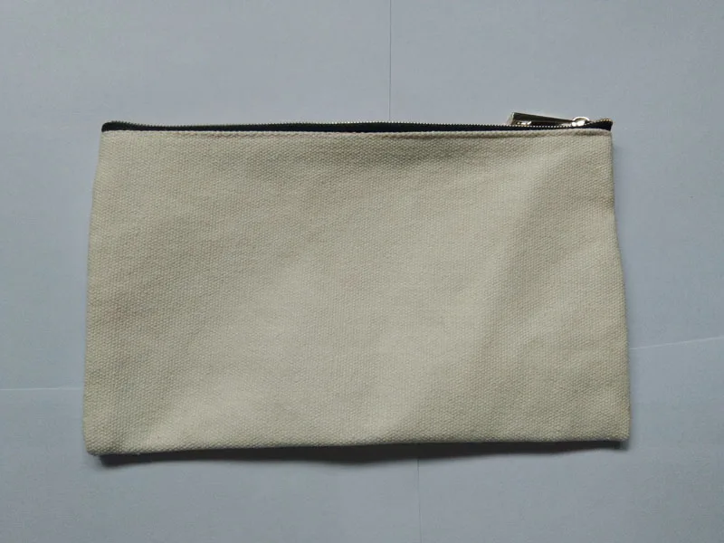 10pcs Cosmetic Bags  Gold zipper Cotton Canvas  DIY Blank Plain Phone Clutch Pencil  Bag
