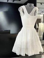 Robe Courte d'Été de Style Français pour Femme, Haut de Gamme, Design Exquis, Fouet, Niche, Fibre, Couture, Nouvelle Collection 2024