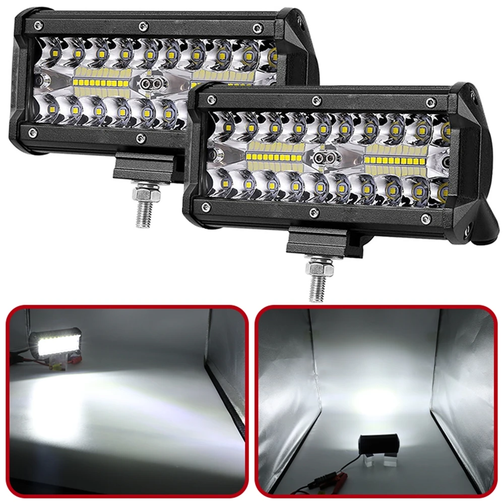 7 Inch LED Light Bar 120W Off Road 4X4 Ledbar Triple Row Driving Fog Lights LED Work Light  for Truck Tractor ATV UTV SUV Boat