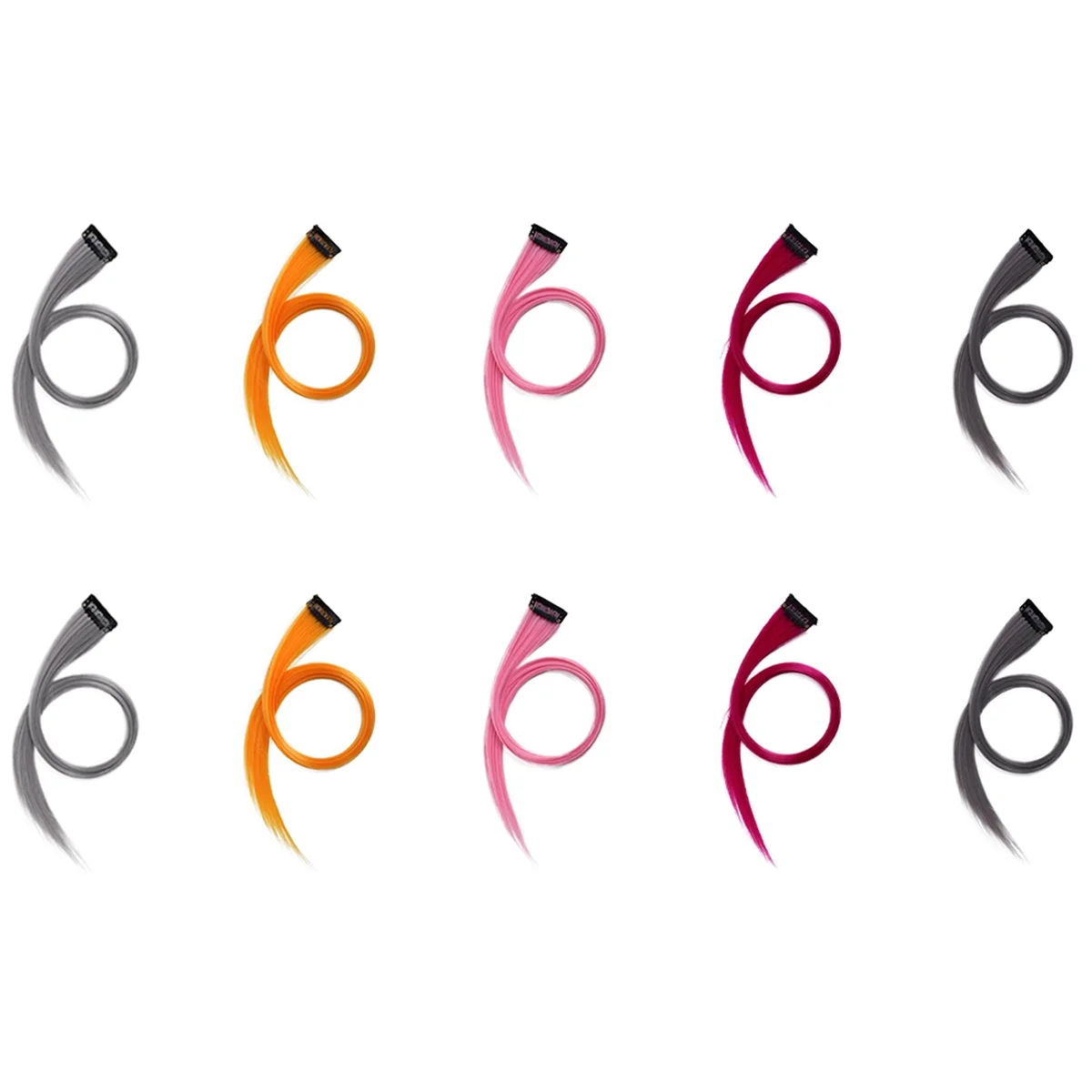 AT53 Rainbow Highlighted Multi-Color Hair Extension Hairpin ยาวตรงผมคลิป Trimmable สําหรับผมปลอมผม