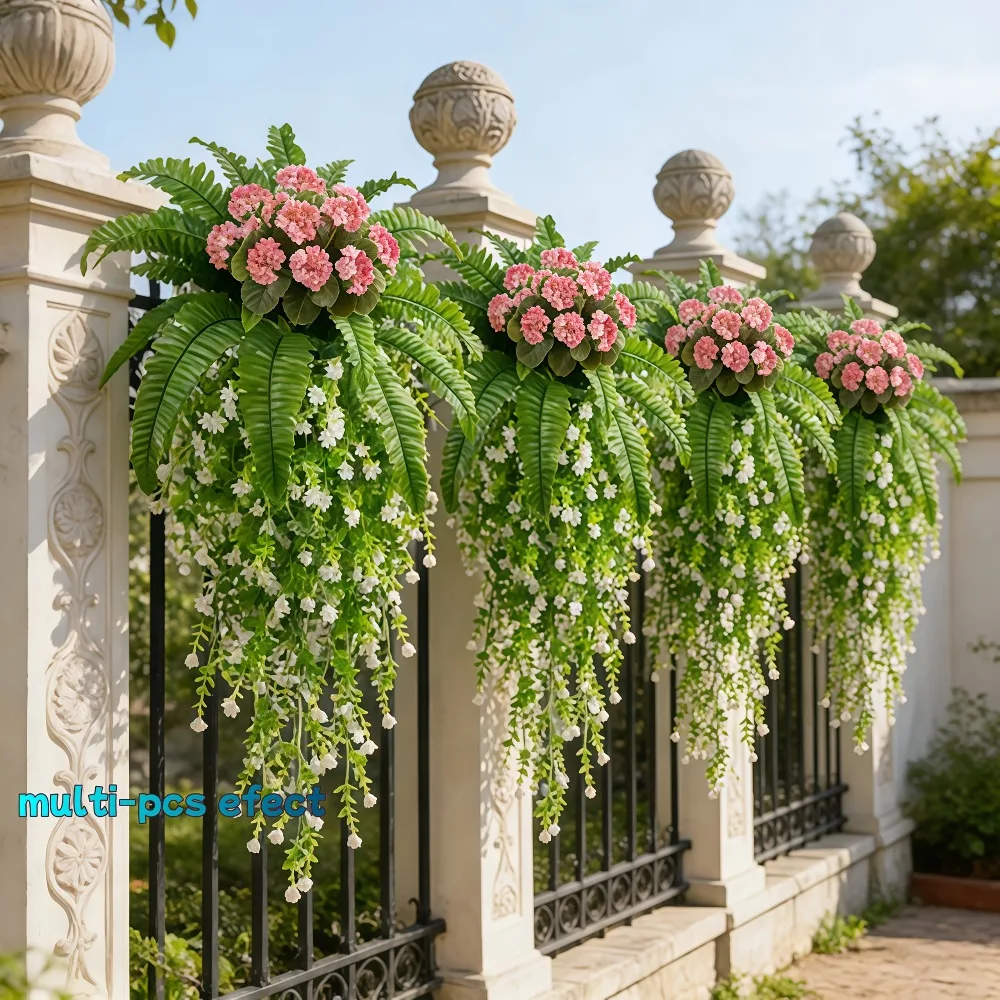 4PC High-Quality Camellia Wall Hanging and Boston Fern Hanging Set for Outdoor Wedding Garden Yard Modern Decor Spring 2026 NEW