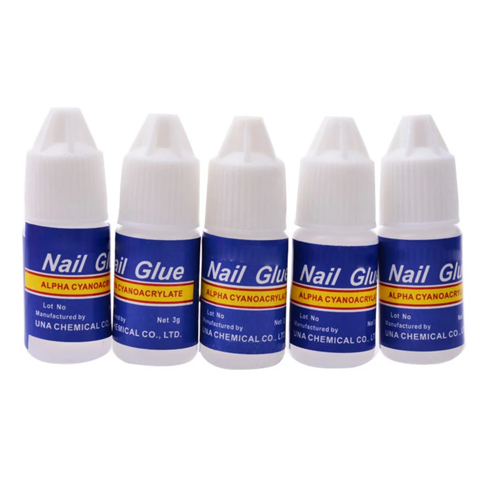 

5 Pcs Nail Glue Odorless Super Viscosity Natural False Nails Rhinestones Acrylic Nail Decoration