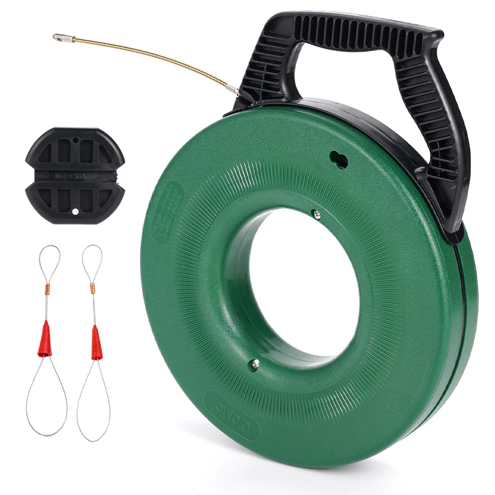 15M 3mm Fish Tape Wire Puller Electrical Cable Threader Spring Steel Electrician Wiring Tool With Accessories No Cable Clamp