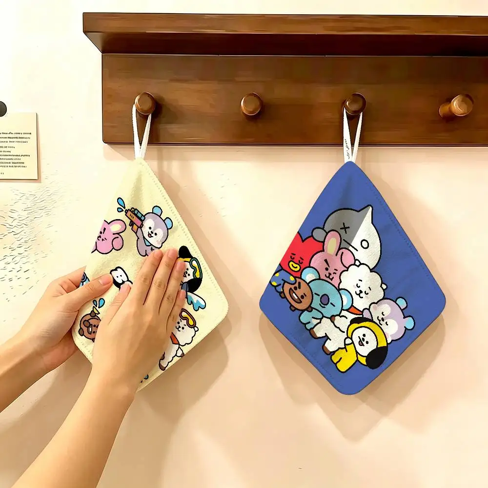 Korean Idol Hanging Kitchen Towel, Polyester Cotton Material, Multipurpose Hand Wiping Towel for Family