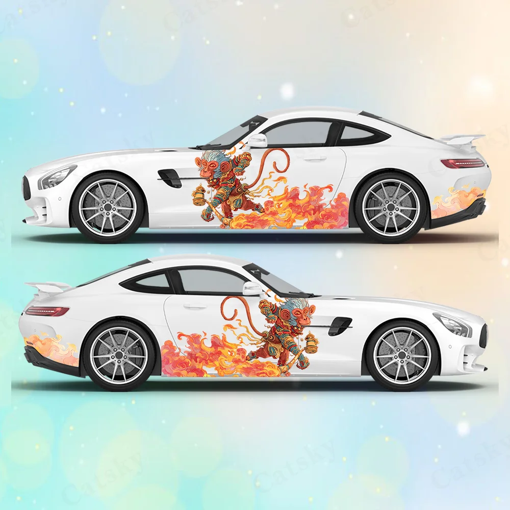 

Monkey Flame Naughty Car Vinyl Wraps Decal Self-adhesive PVC Sticker Suitable for Trucks SUV Decoration Auto Accessories Gift